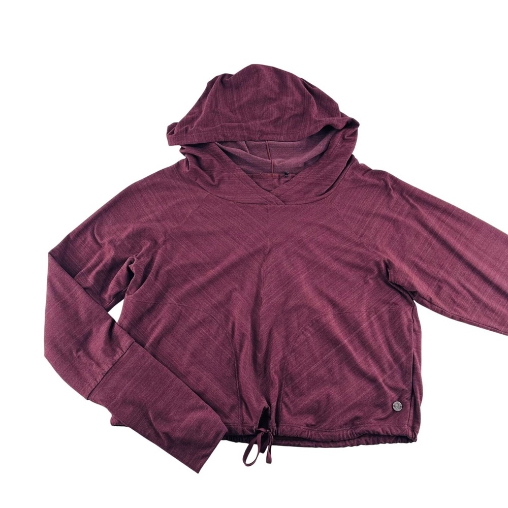 Prana‎ Womens Hooded Long Sleeve Top Size Small Burgundy Plum